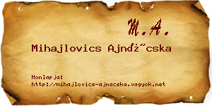 Mihajlovics Ajnácska névjegykártya